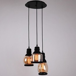 Antikk Glassskjerm Med 3 Lys, Kunstnerisk Minimalistisk Anheng