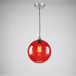 Moderne Glasspendellampe I Rund Rød Bobledesign