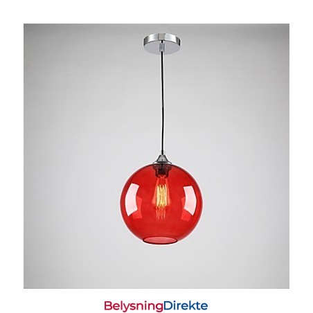 Moderne Glasspendellampe I Rund Rød Bobledesign