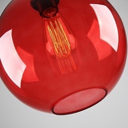 Moderne Glasspendellampe I Rund Rød Bobledesign