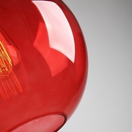 Moderne Glasspendellampe I Rund Rød Bobledesign