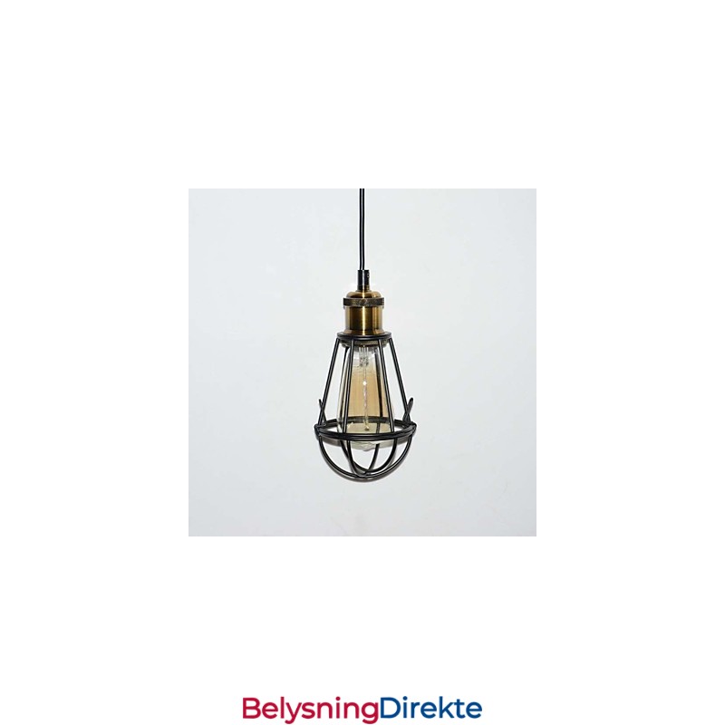 Loft-Lampe Vintage Pendellampe Edison-Lampe Svart Jern Metall Burlampeskjerm Lagerstil Lampe
