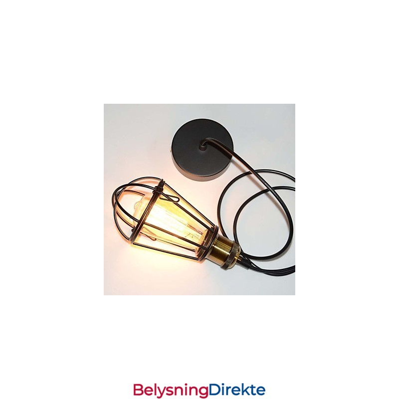 Loft-Lampe Vintage Pendellampe Edison-Lampe Svart Jern Metall Burlampeskjerm Lagerstil Lampe