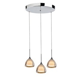 3-Lyss Pendellampe I To Lag, Sprukket Glass, Polert Krom