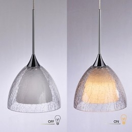 3-Lyss Pendellampe I To Lag, Sprukket Glass, Polert Krom