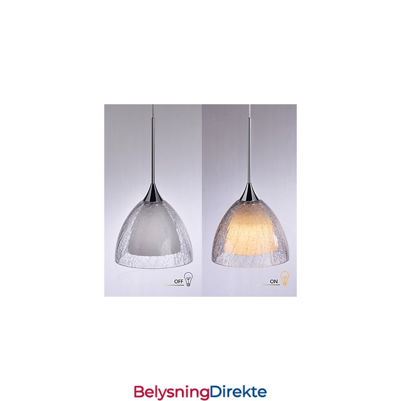 3-Lyss Pendellampe I To Lag, Sprukket Glass, Polert Krom