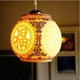 Retro Keramisk Lampe Trappelampe Blå Enkelt Hode Lysekrone Kreativ