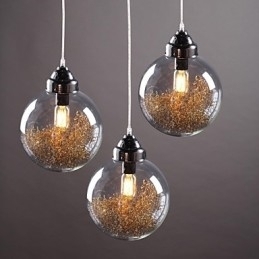 Moderne Samtids Tradisjonell Klassisk Vintage Lanterne Landlig Nikkel Glass Pendellampe Spisestue