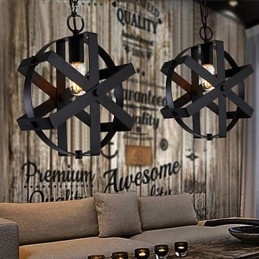 Vintage-Stil Industriell Rund Anhengslampe Loft Hjemmeinnredning Dekorativ Lysekrone