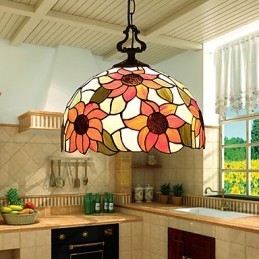 Europeisk Landlig Kreativ Kunst Lysekrone I Farget Glass Restaurering Av Gamle Skikker Lampelys