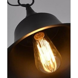 Medium Vintage Matt Svart Klokkeformet Metallpendellampe