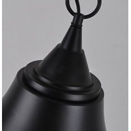 Medium Vintage Matt Svart Klokkeformet Metallpendellampe