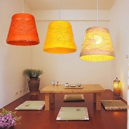 Moderne Landlig Cany Art Vevd Rotting Enkelthodet Droplight-Lampe