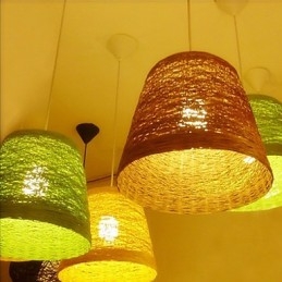 Moderne Landlig Cany Art Vevd Rotting Enkelthodet Droplight-Lampe