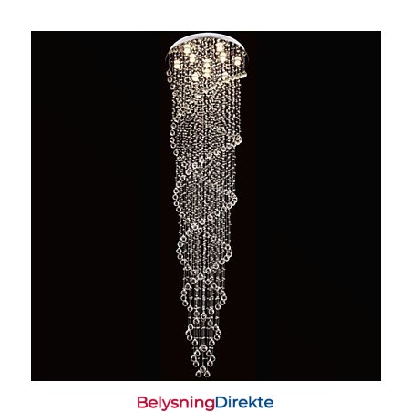 Taklysekronelamper Pendellampe Belysningsarmaturer Med K9-Krystall Dobbelspiral D70Cm H300Cm