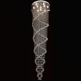 Taklysekronelamper Pendellampe Belysningsarmaturer Med K9-Krystall Dobbelspiral D70Cm H300Cm