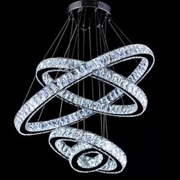 Krystall Pendellampe Taklampe Lysekrone Lysarmaturer Med 4 Ringer