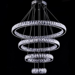 Krystall Pendellampe Taklampe Lysekrone Lysarmaturer Med 4 Ringer
