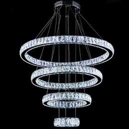 Krystall Pendellampe Taklampe Lysekrone Lysarmaturer Med 4 Ringer