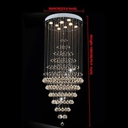 Moderne Krystalllysekronebelysning Pendellampe Taklampe Med 8 Pærer H180 Cm