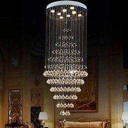 Moderne Krystalllysekronebelysning Pendellampe Taklampe Med 8 Pærer H180 Cm