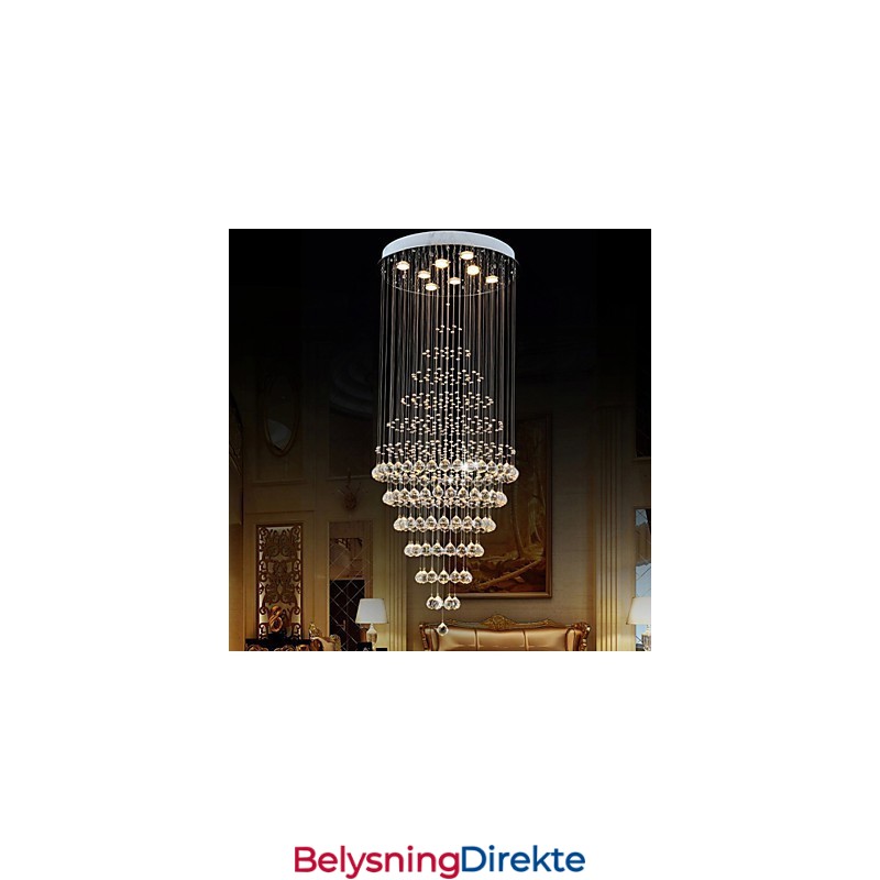 Moderne Krystalllysekronebelysning Pendellampe Taklampe Med 8 Pærer H180 Cm