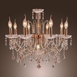 Elegant Krystalllysekrone Med 9 Lys
