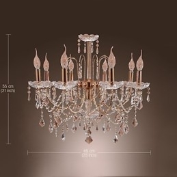 Elegant Krystalllysekrone Med 9 Lys