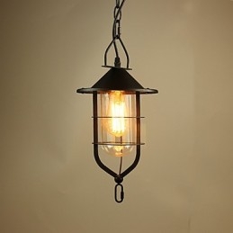 Vintage Landlig Maling Metall Pendellampe Garasje