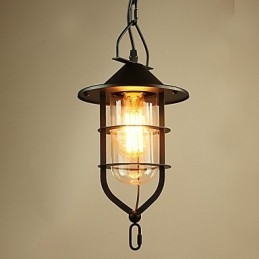 Vintage Landlig Maling Metall Pendellampe Garasje