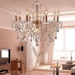 Elegant Krystalllysekrone Med 9 Lys