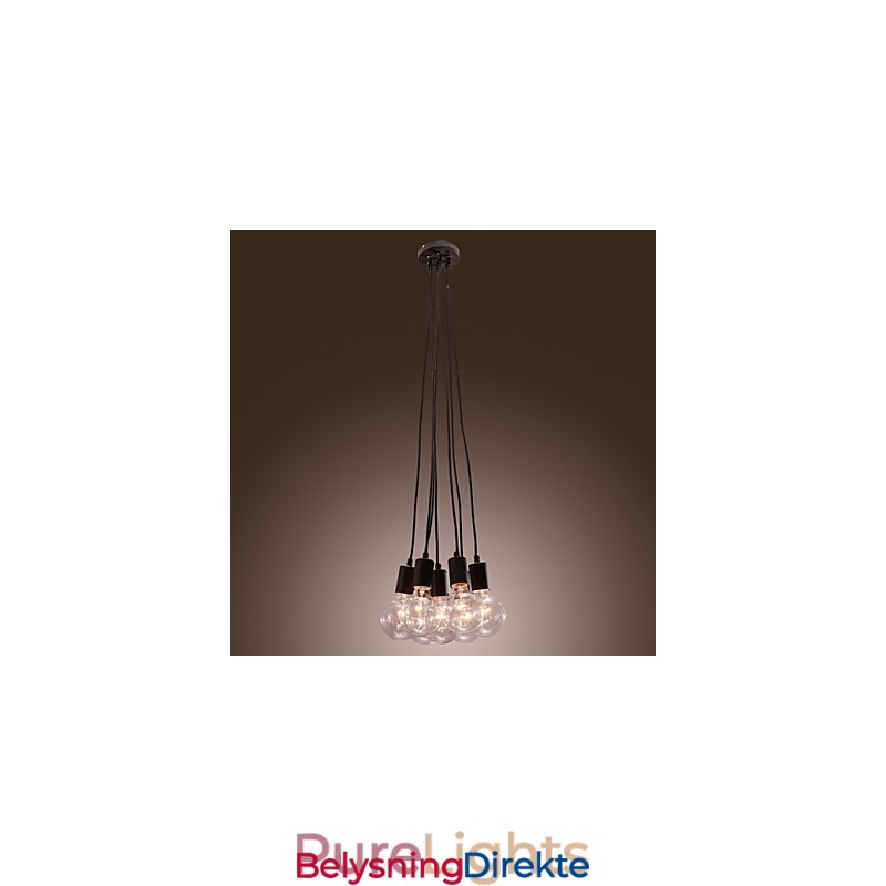 Modern Home 7 Head Edison-Pærelampe Loft Glass Ball Pendellampe