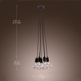Modern Home 7 Head Edison-Pærelampe Loft Glass Ball Pendellampe