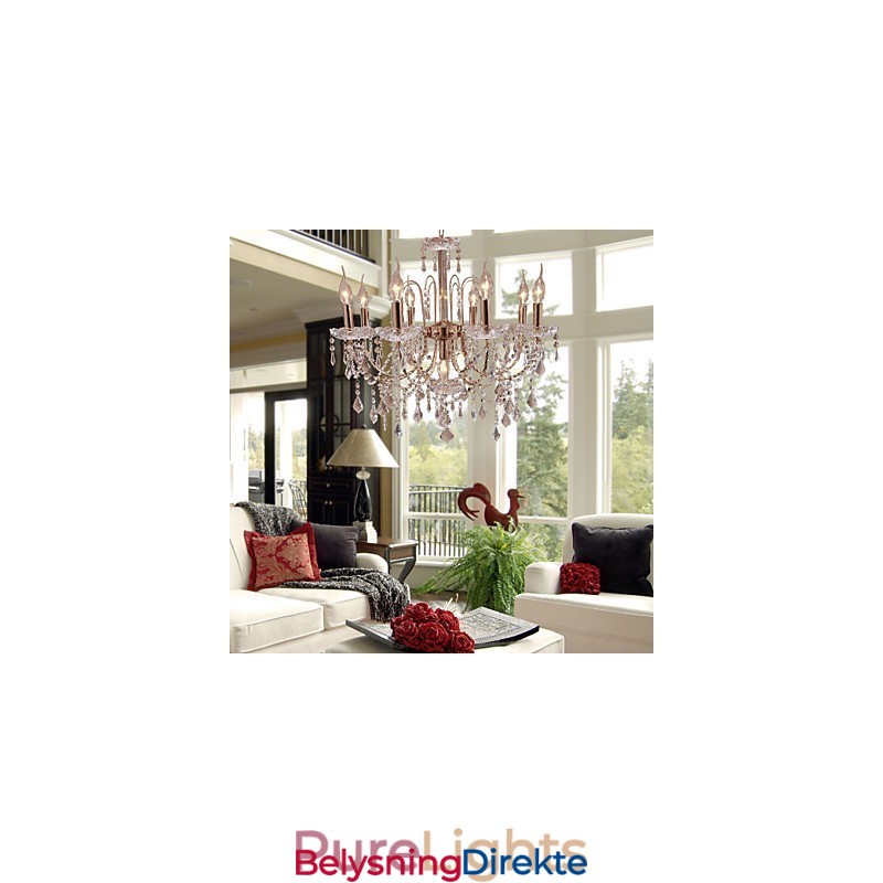 Elegant Krystalllysekrone Med 9 Lys