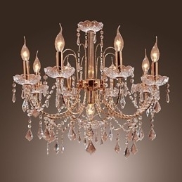 Elegant Krystalllysekrone Med 9 Lys