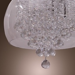 Kunstnerisk Krystallanhengslampe Med 6 Lys Og Glassskjerm