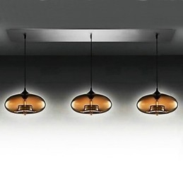 Moderne Glassanhengslampe Med 3 Lys I Brunt Bobledesign