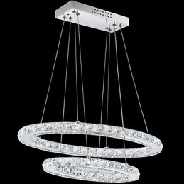 Moderne Krystallanhengslampe Med Oval Dobbel Ring For