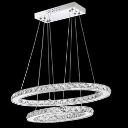 Moderne Krystallanhengslampe Med Oval Dobbel Ring For