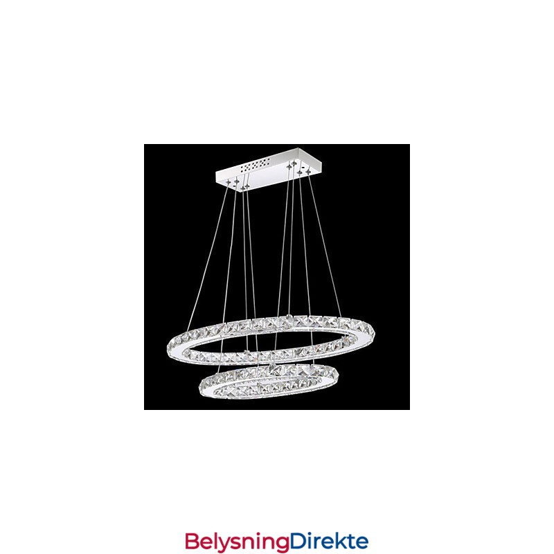 Moderne Krystallanhengslampe Med Oval Dobbel Ring For