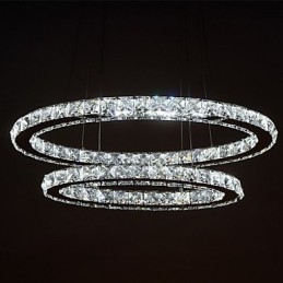 Moderne Krystallanhengslampe Med Oval Dobbel Ring For