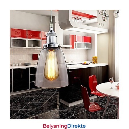 Moderne Krom Glass Vintage Industriell Retro Montering Edison Pendellampe Kafé Verandalampe