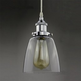 Moderne Krom Glass Vintage Industriell Retro Montering Edison Pendellampe Kafé Verandalampe
