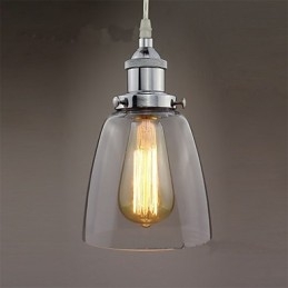 Moderne Krom Glass Vintage Industriell Retro Montering Edison Pendellampe Kafé Verandalampe