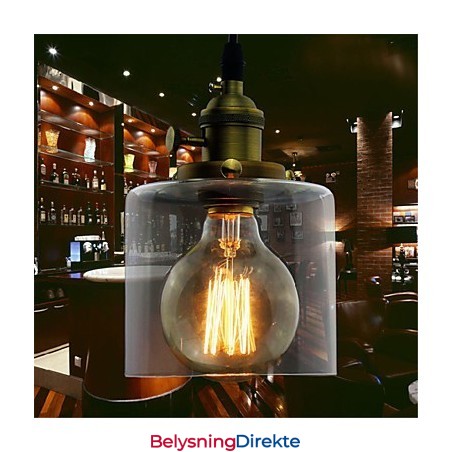 Glass Messing Retro Vintage Industriell Art Kafé Garasje Pendellampe