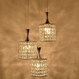 3 Lys Metallramme K9 Krystalllysekrone Droplight Send Pære