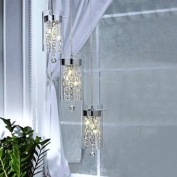 Kunstnerisk Krystall Pendellampe Med Glassskjermer