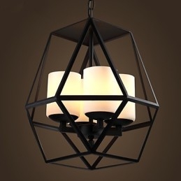 Toppnivå Americange Vintage Svart Jernlampe Moderne Lysekrone Lysekrone 4 Lys