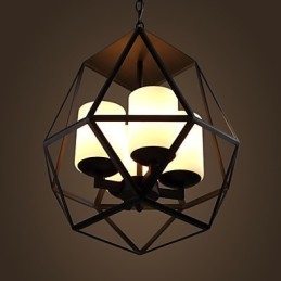 Toppnivå Americange Vintage Svart Jernlampe Moderne Lysekrone Lysekrone 4 Lys