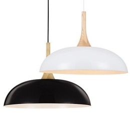 Mini Kunstnerisk Pendellampe Med 1 Lys, Moderne Enkelhet, Svart/Hvit Finish, Aluminium Og Tre